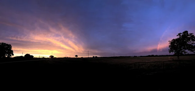 After the sun, the pasture in blue